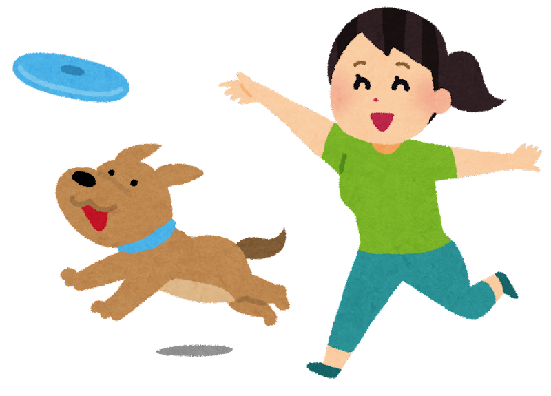 犬と遊ぶ人