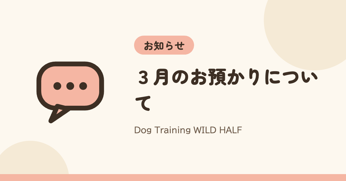 ３月のお預かりについて